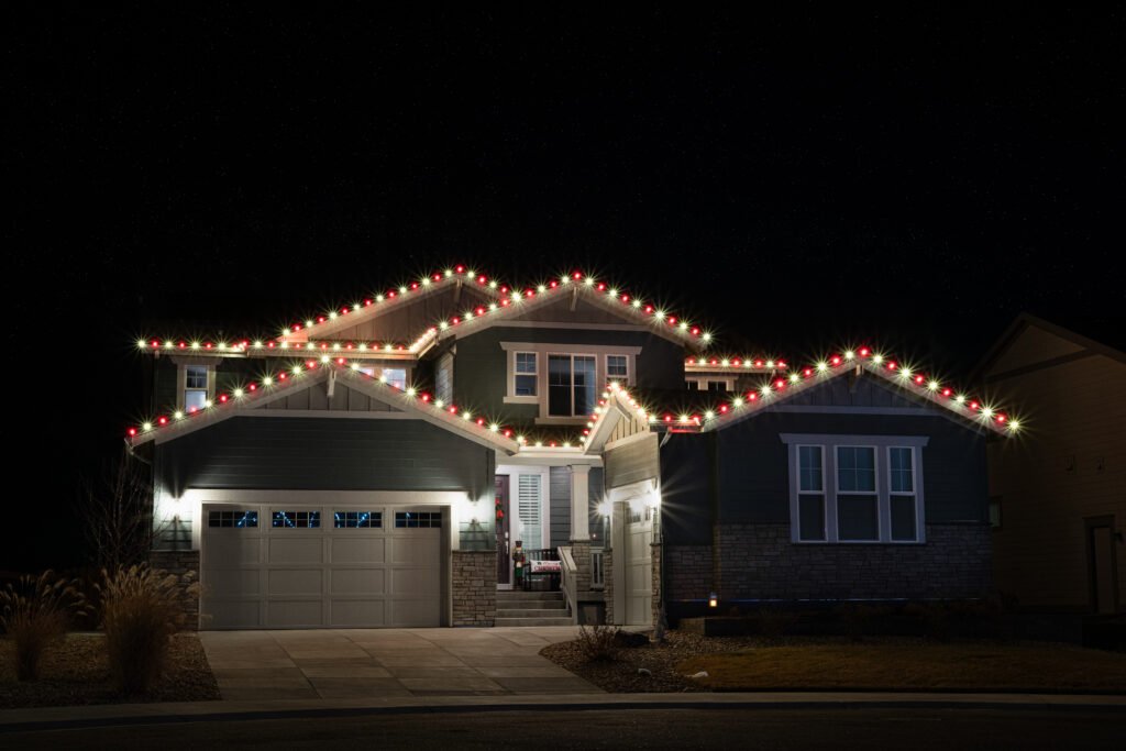 Christmas lights on home